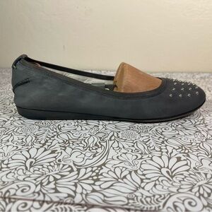 CNC Costume National Gray Leather Ballet Flats Italian Designer Shoes